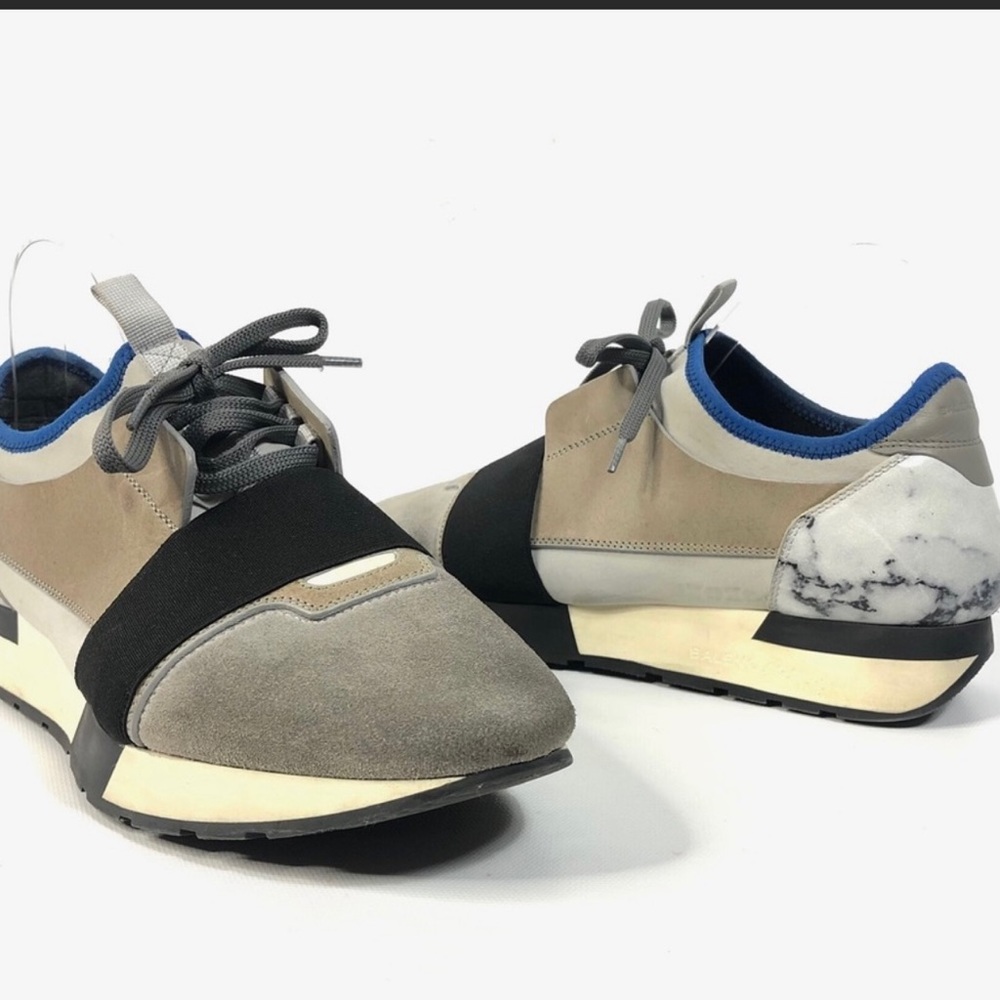 Balenciaga sneakers with a marble back.